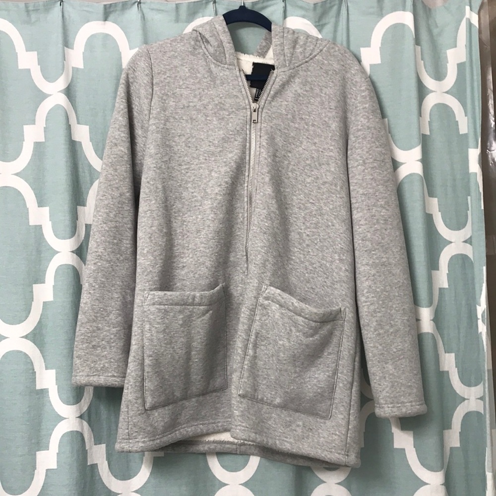 Grey Fleece Lined Zip Up Hoodie - Picture 4 of 8